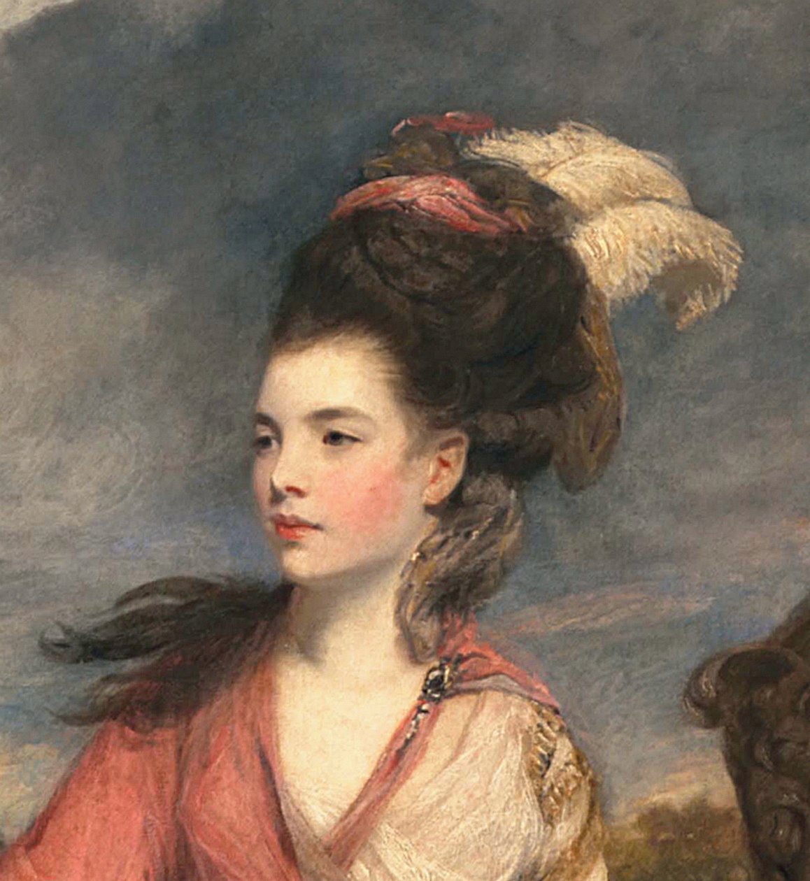 Jane Fleming, senare grevinna av Harrington, ca 1778-79 olja på duk detalj av 373099 av Joshua Reynolds