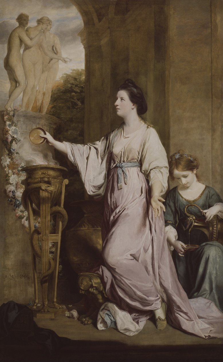 Lady Sarah Bunbury offrar till nåderna, 1763-65 av Joshua Reynolds