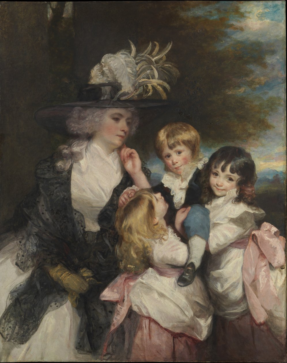 Lady Smith Charlotte Delaval och hennes barn George Henry, Louisa och Charlotte, 1787. av Joshua Reynolds