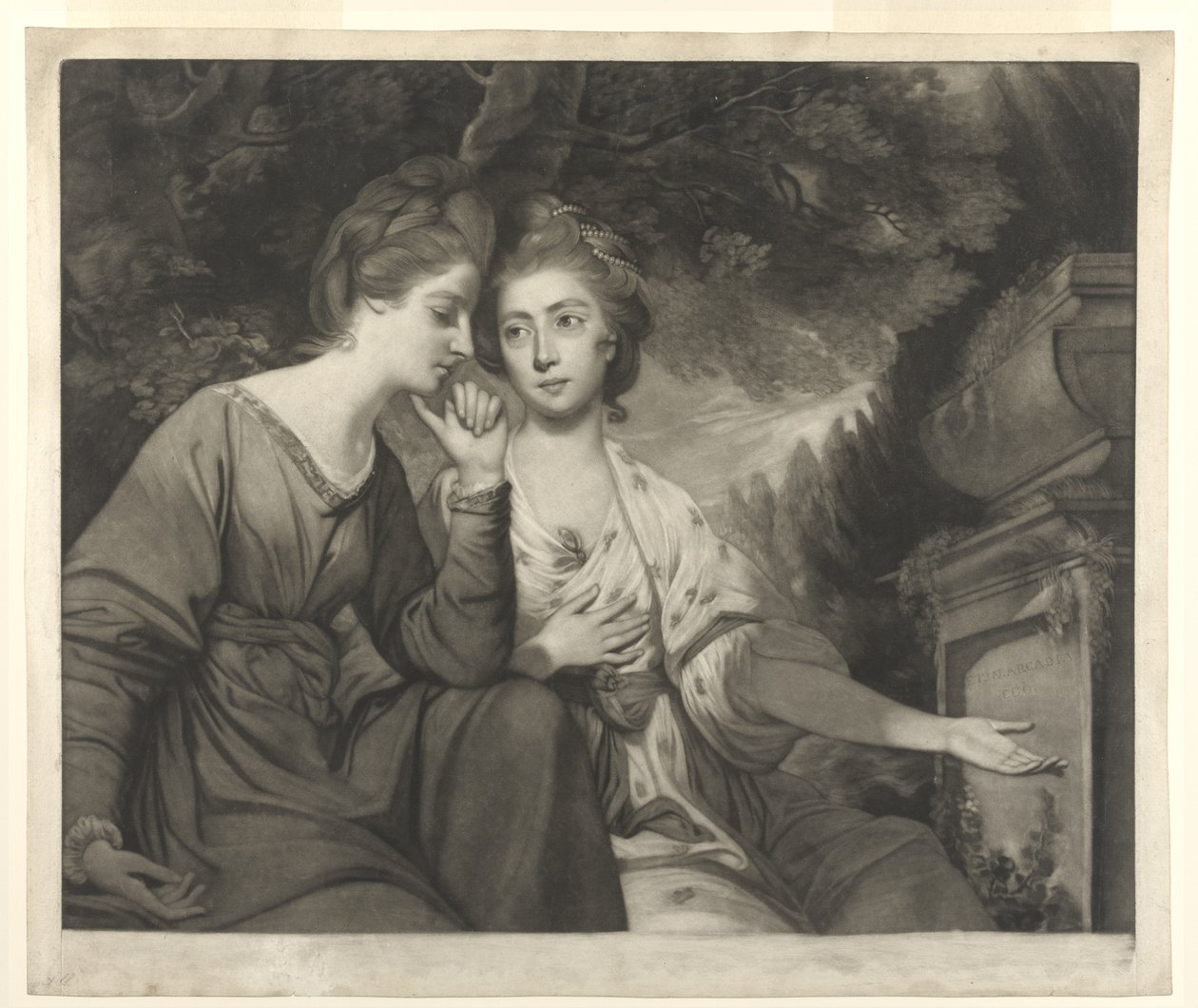 Mrs. Harriet Bouverie och Mrs. Frances Ann Crewe, graverade av Giuseppe Marchi, 1770 av Joshua Reynolds