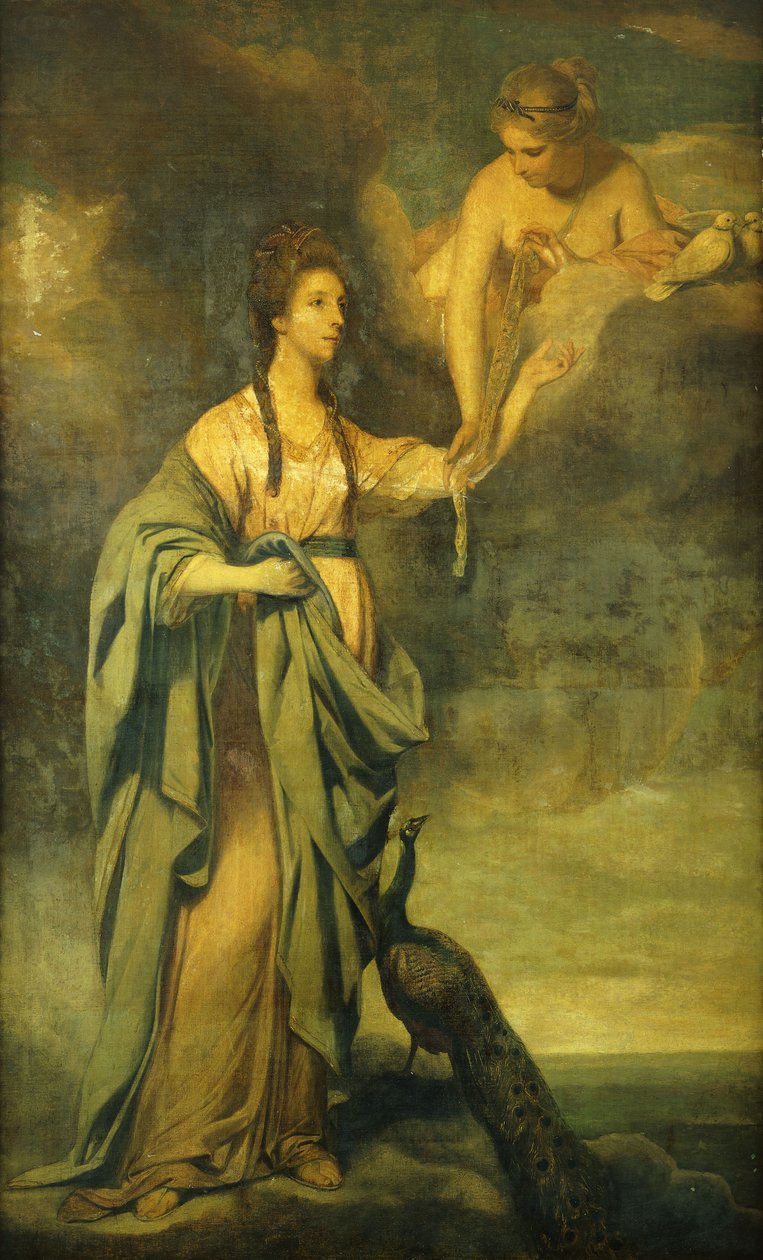 Porträtt av Annabella, Lady Blake som "Juno som tar emot Cestus från Venus", ca 1769 av Joshua Reynolds