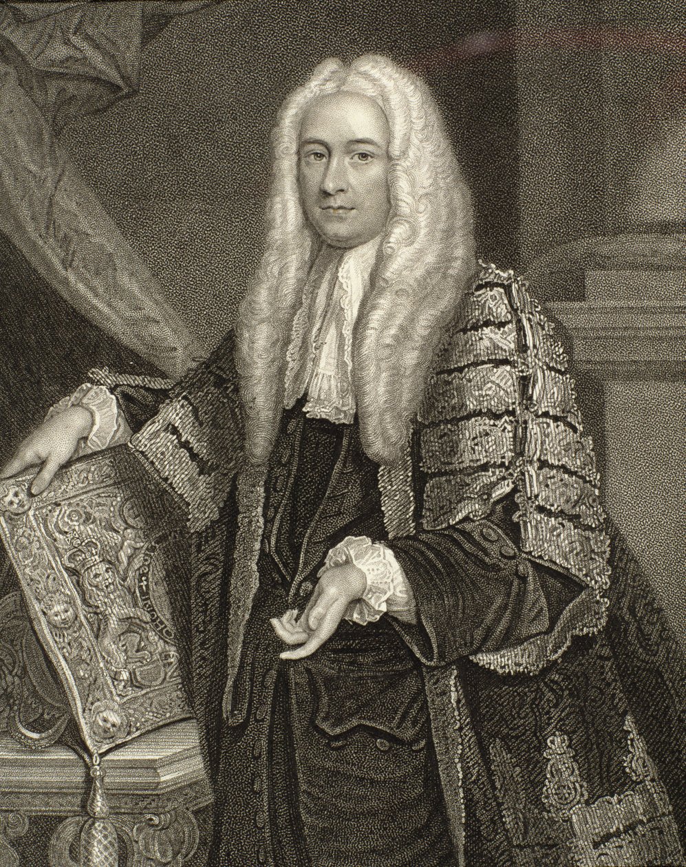 Porträtt av Henry Fox, 1:a baron Holland (1705-74), graverat av Henry Robinson (fl.1833-51) av Joshua Reynolds