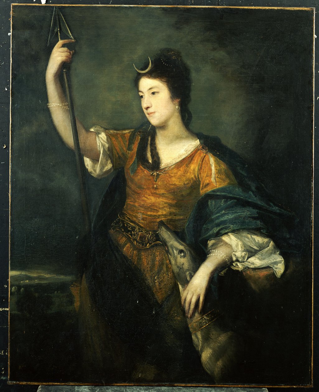 Porträtt av Lady Anne Dawson, tre fjärdedels längd, som Diana, 1753-54 av Joshua Reynolds