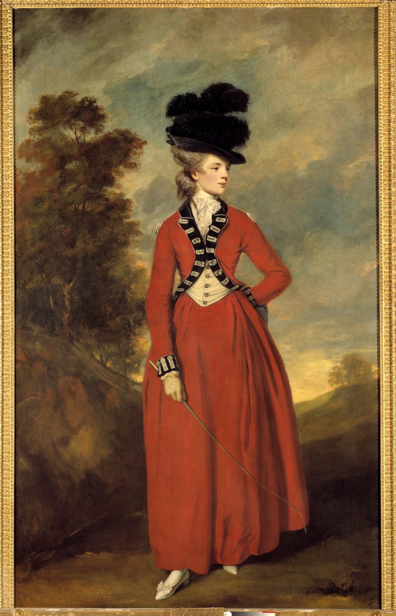 Porträtt av Lady Worsley Målning av Joshua Reynolds (1723-1792), cirka 1776 Dim. 236 x 144 cm Privat samling av Joshua Reynolds
