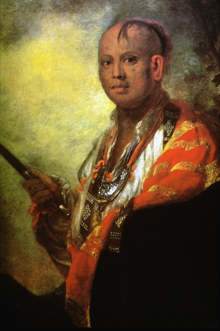 Porträtt av Syacaust Ukah, chef för stammen Cherokee av Joshua Reynolds