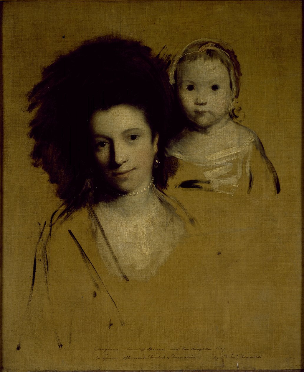 Studier av Georgiana, hertiginnan av Devonshire och hennes dotter Lady Georgiana Cavendish (olja på duk) av Joshua Reynolds
