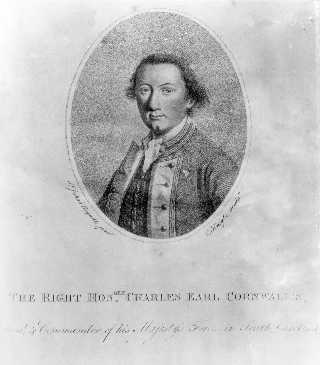 Den högra Hon. Charles Earl Cornwallis, tryck gjort av C. Knight av Joshua Reynolds