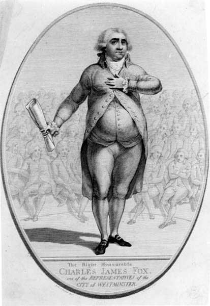 Den högvördige Charles James Fox (1749-1806), en av representanterna för staden Westminster, graverad av Thomas Trotter (ca 1750-1803). av Joshua after Cristall