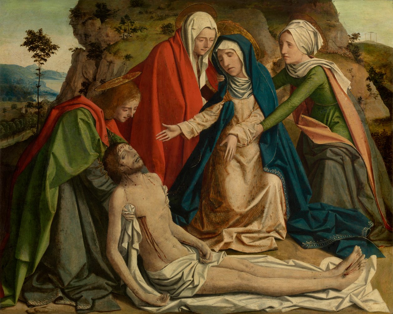 Klagosången över den döde Kristus (olja på panel) av Josse (fl.1493 1508) Lieferinxe