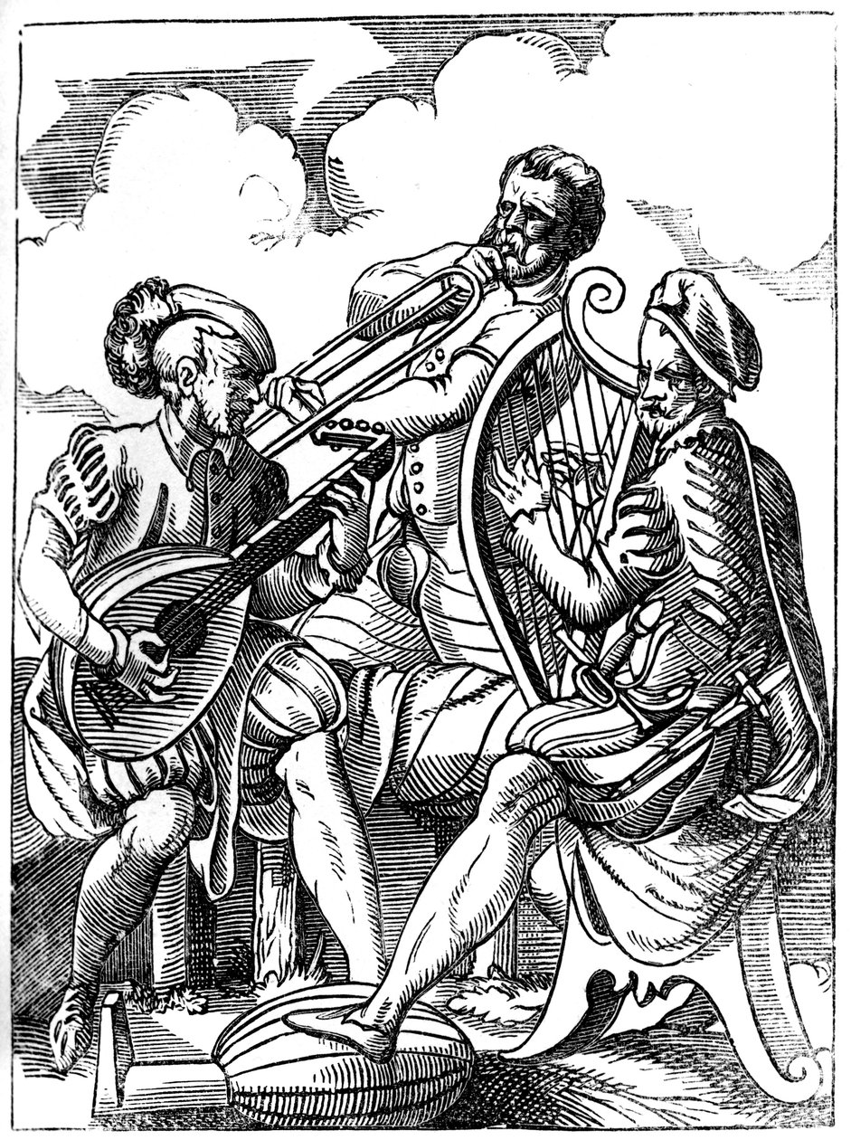 En gitarrist, en lutenist och en trombonist, 1500-talet 1849. av Jost Amman