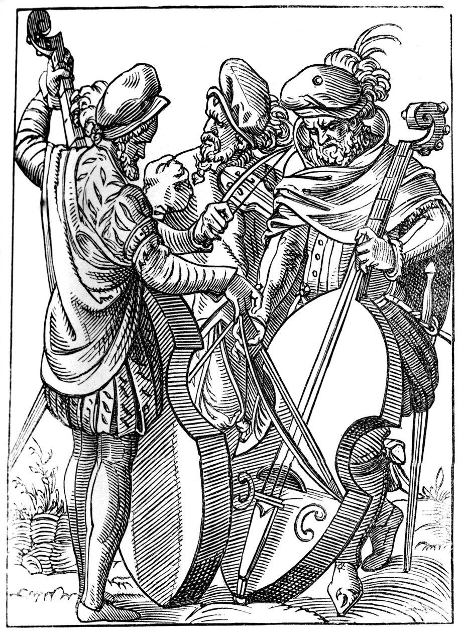 En violinist och två cellister, 1500-talet 1849. av Jost Amman