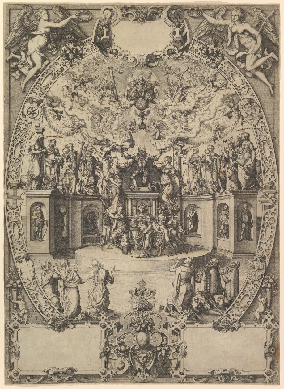 Kejsar Maximilian II:s apoteos, 1500-talet. av Jost Ammon