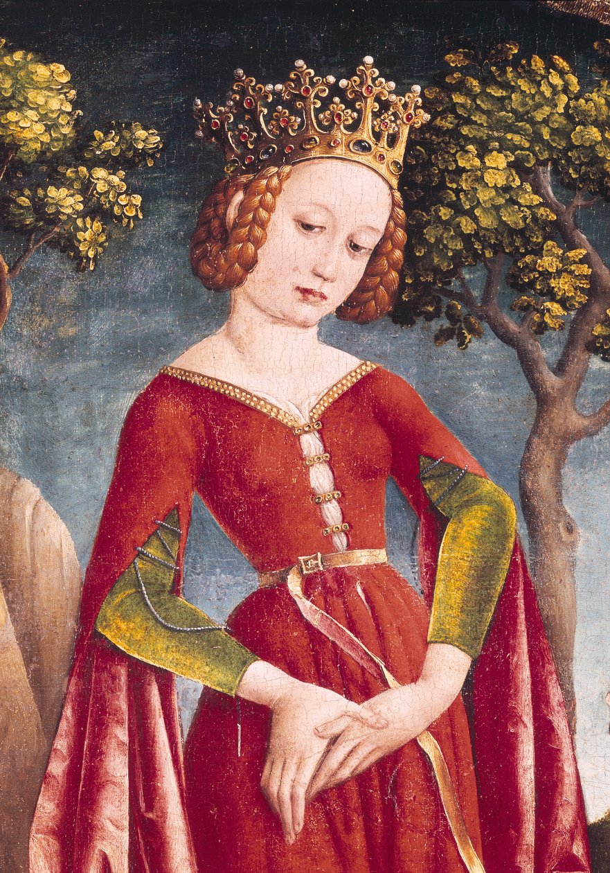 St. George and the Dragon, detalj av prinsessan, c.1445-50 av Jost Haller