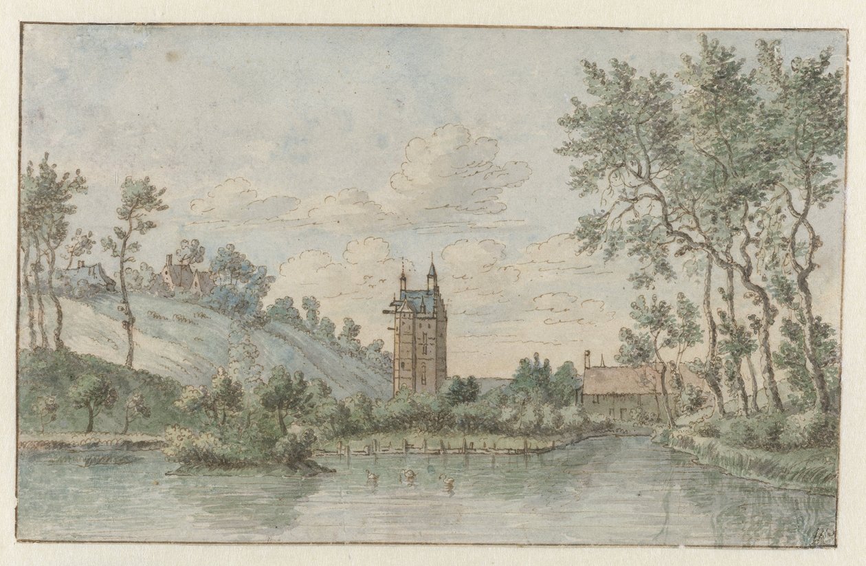 Landskap med Huis Kluys, nära Bryssel av Josua de Grave (attributed to)
