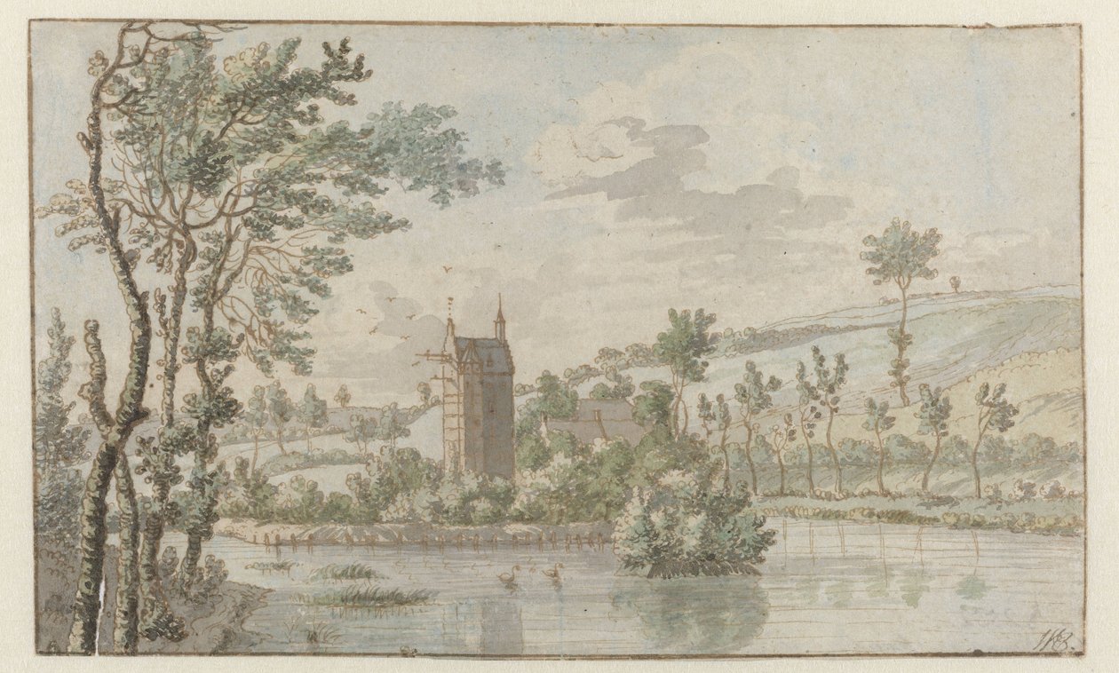 Landskap med Huis Kluys, nära Bryssel av Josua de Grave (attributed to)