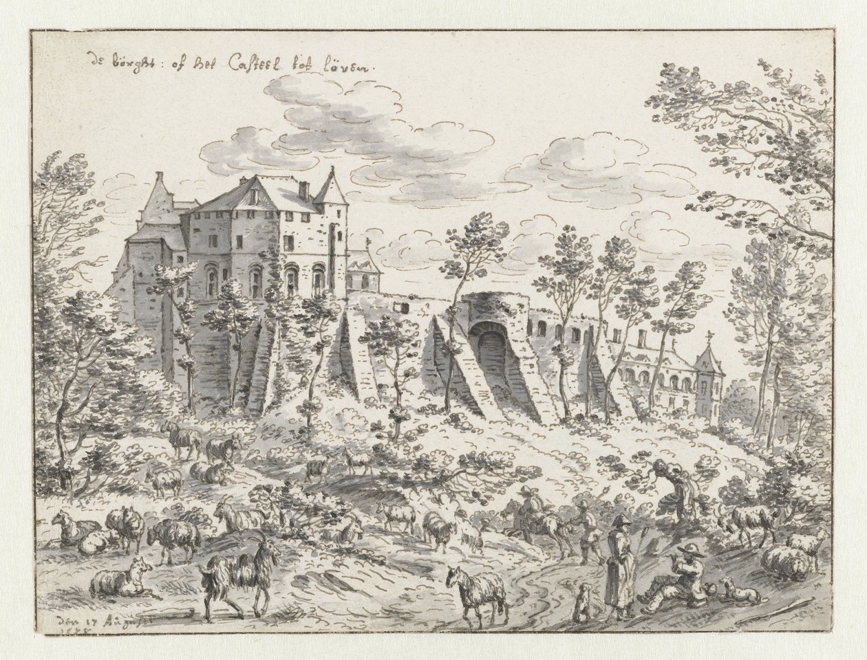 Slottet i Leuven, 1675 (penna och bläck på papper) av Josua de Grave