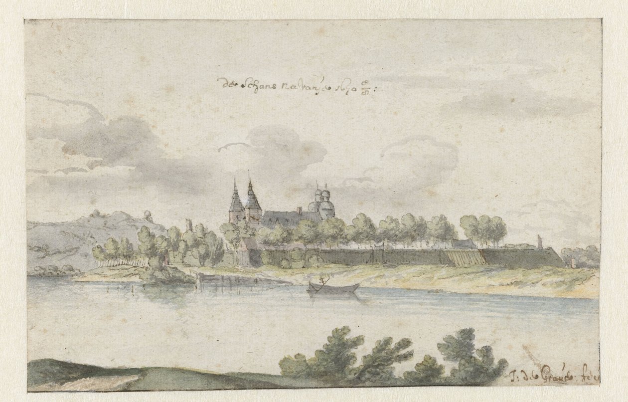 Utsikt över Fort Navagne, Limburg av Josua de Grave
