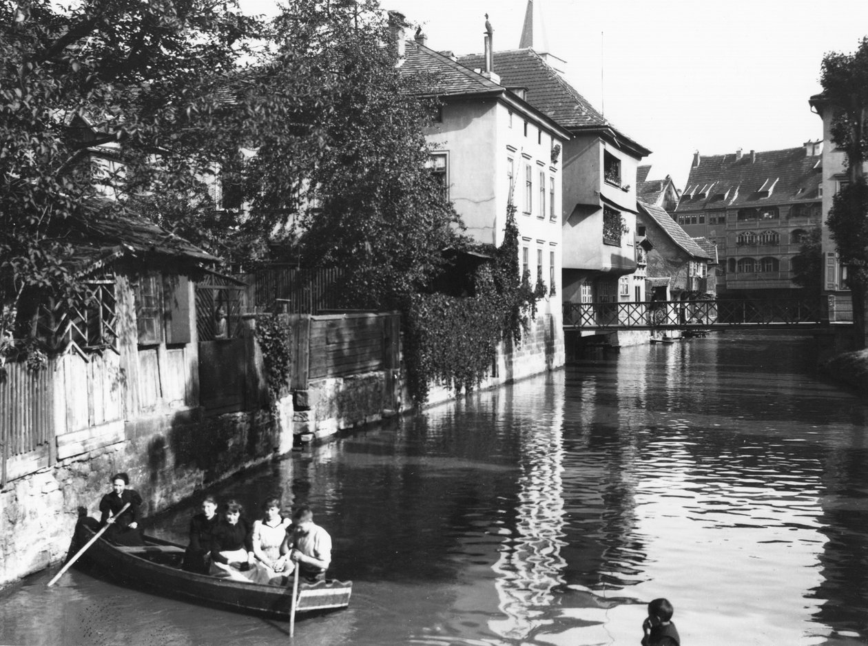Båtfärd på floden Gera i Erfurt, Thüringen, c.1910 av Jousset