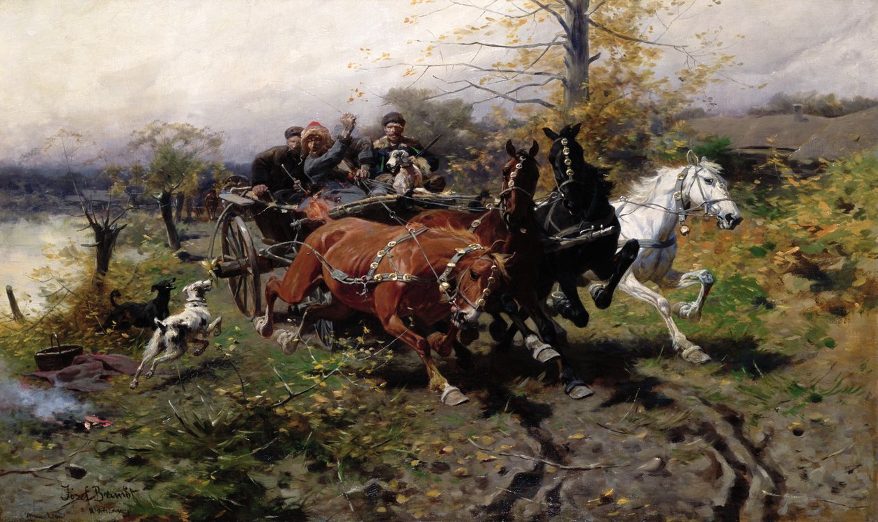 Vagn i fart, ca 1900 av Jozef Brandt