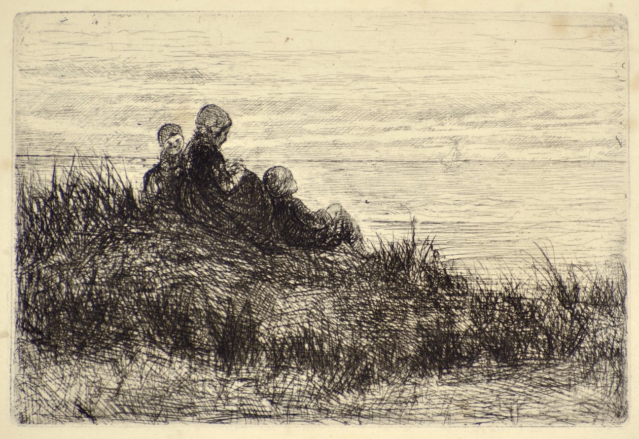 Kväll på stranden (etsning) av Jozef  Israels