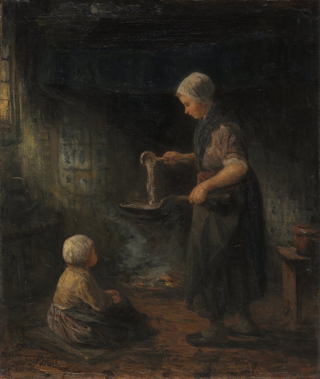 Pannkakorna, ca. 1875 (olja på tyg) av Jozef (1824 1911) Israels