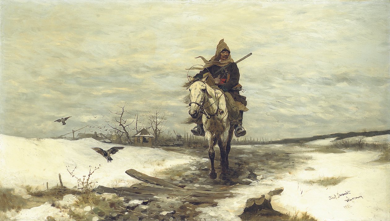 Den ensamme jägaren, 1881 av Jozef Brandt