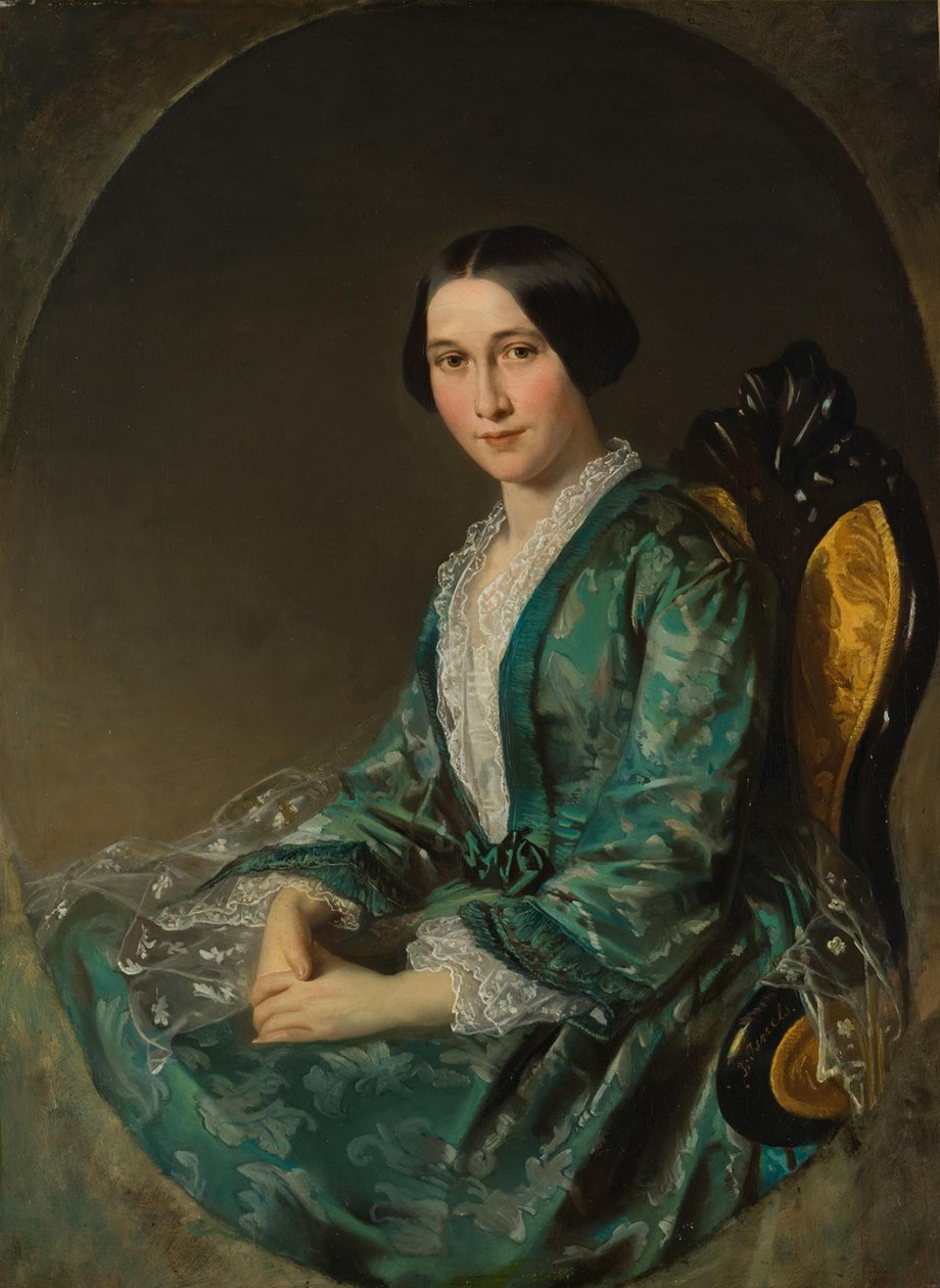 Jeanette Bloemen (1829-1915), hustru till Amsterdammäklaren Hendrik Luden (1822-1895) av Jozef Israëls