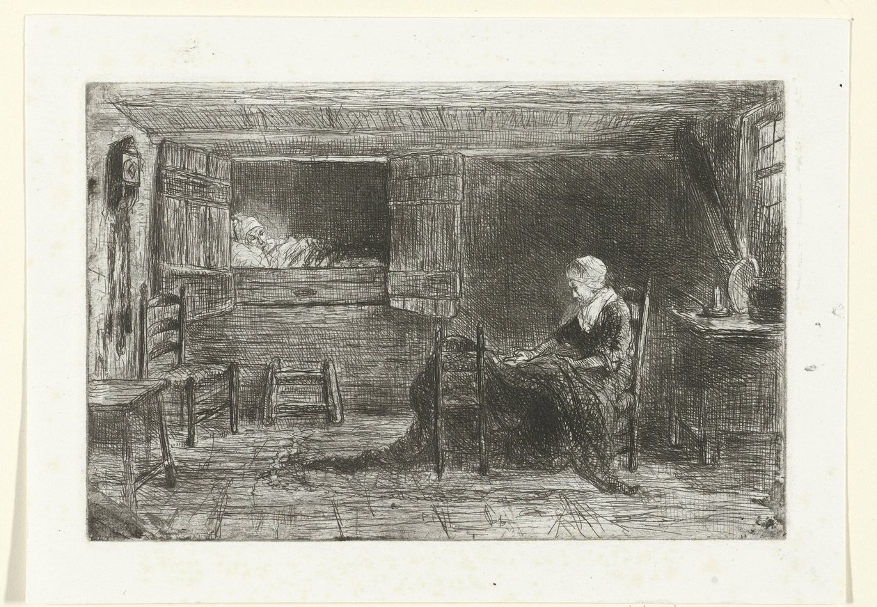Två figurer i en interiör av Jozef Israëls (possibly copy after)