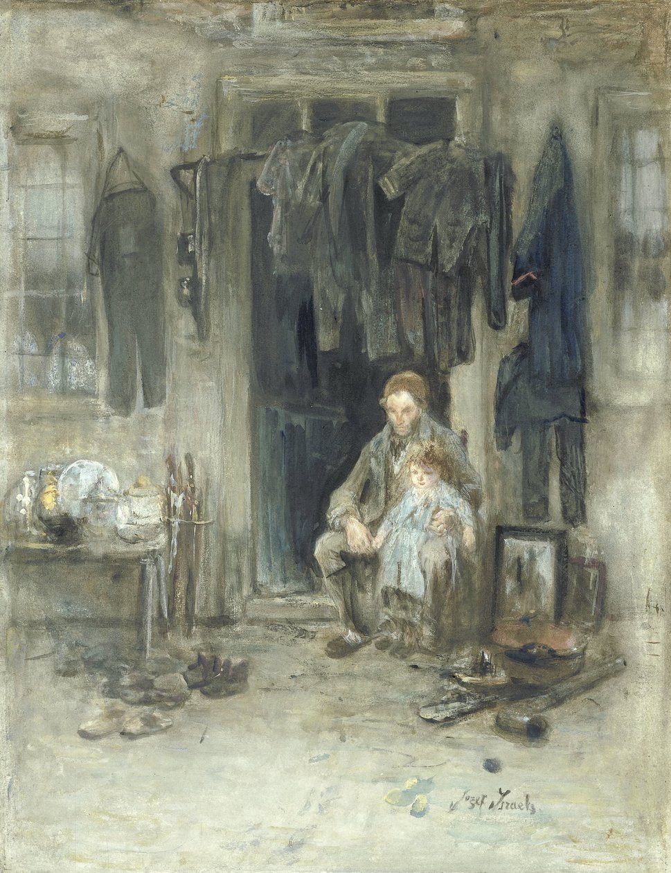 Son till det gamla folket av Jozef Israëls (signed by artist)