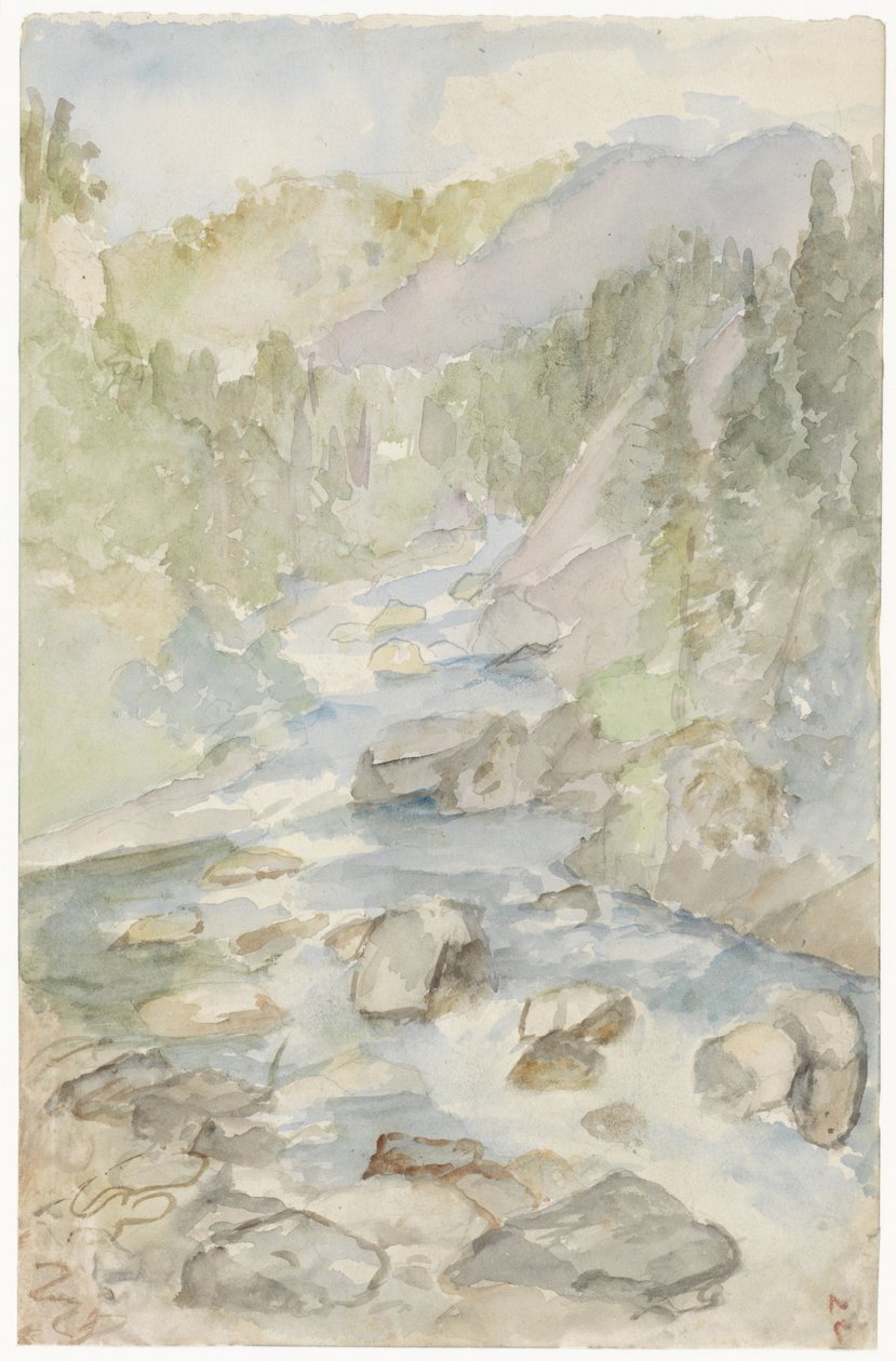 Berglandskap med bäck av Jozef Israëls