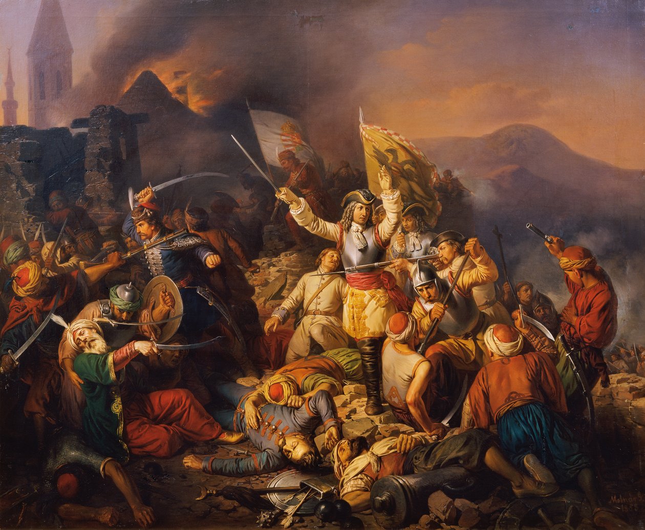 Återerövringen av Ofen från turkarna 1686 av Jozsef Molnar