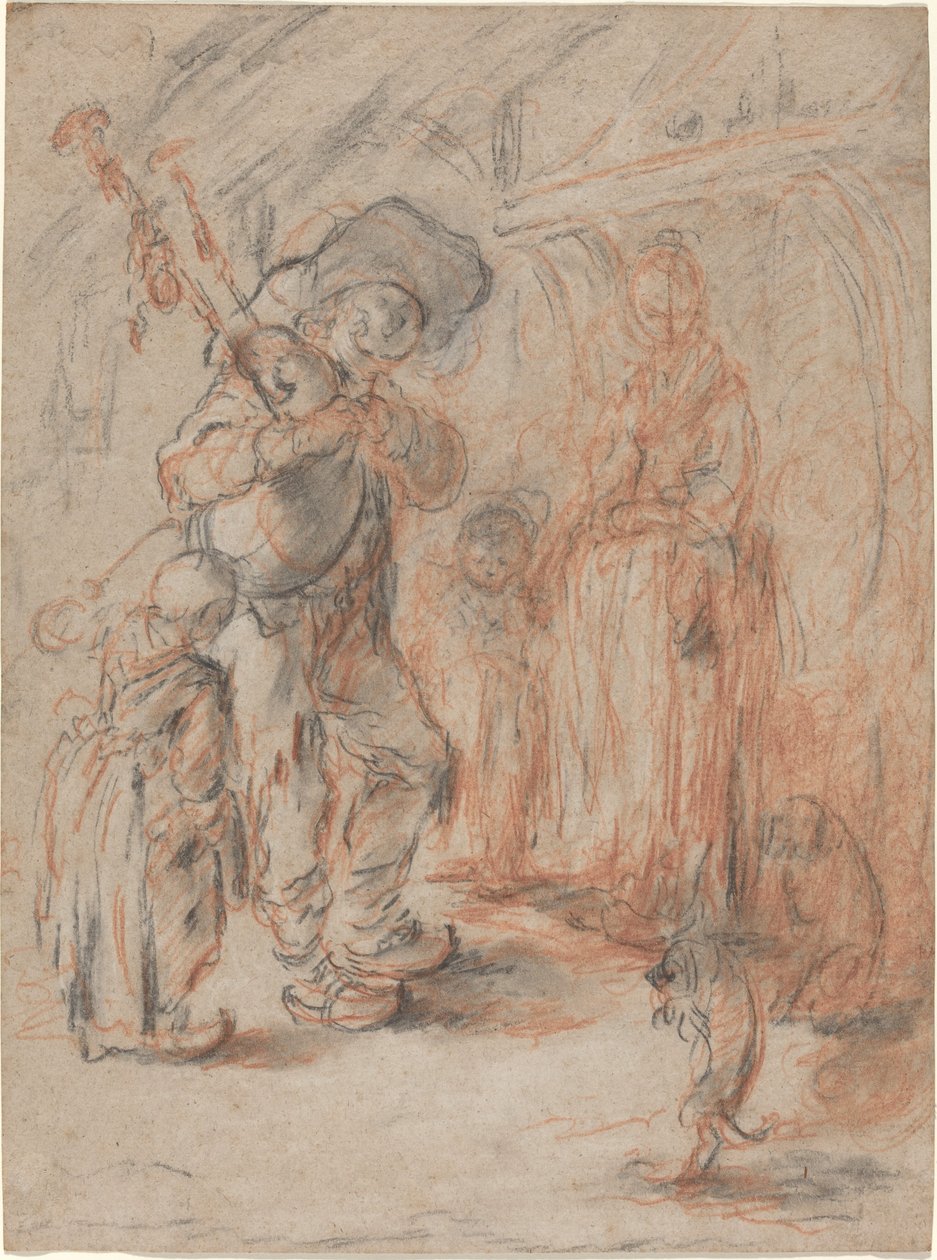 Studie för "The Kitchen With Peasants" av Jérôme François Chantereau