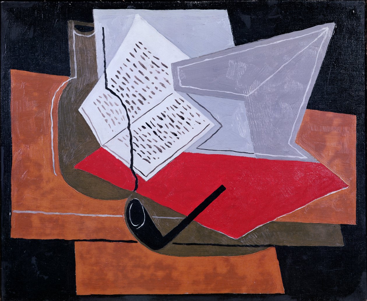 Skål och bok av Juan Gris