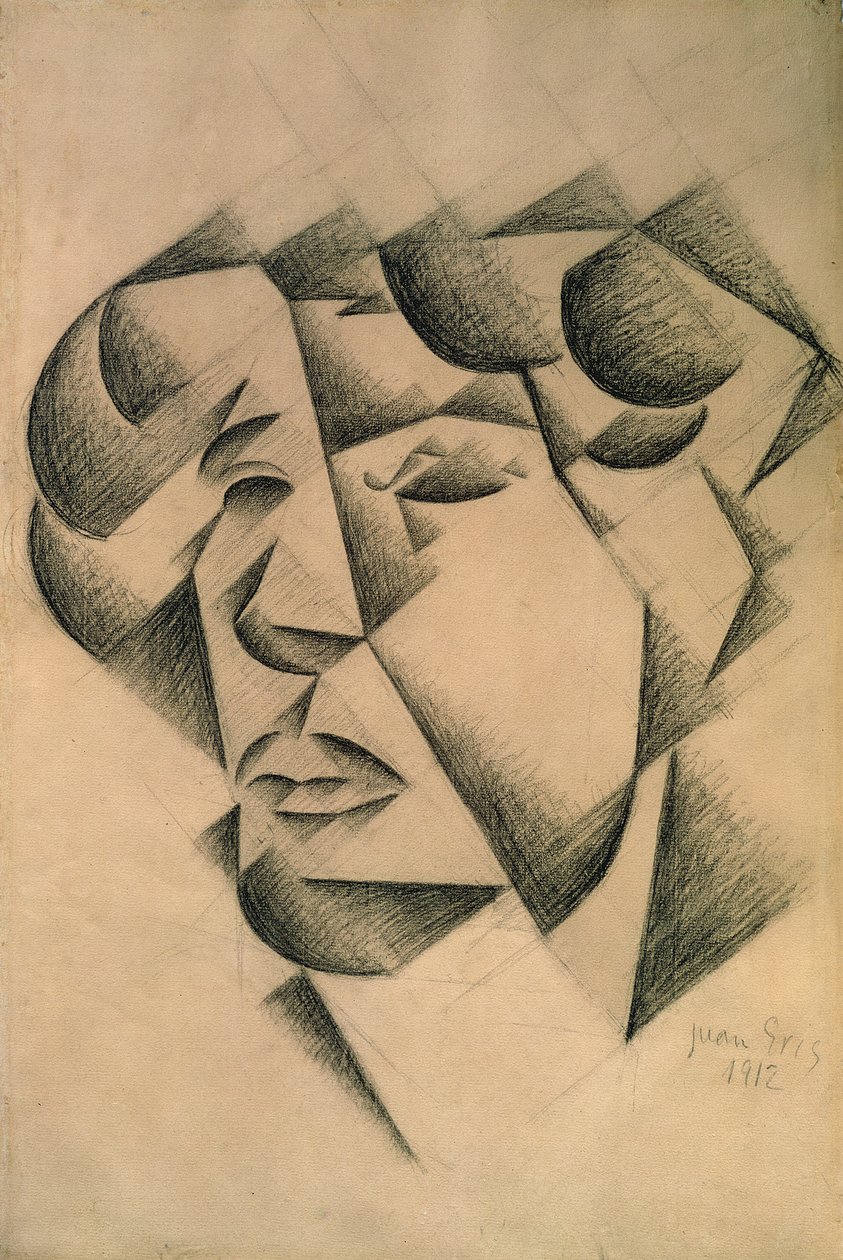 Självporträtt, 1912 (kol på papper) av Juan Gris