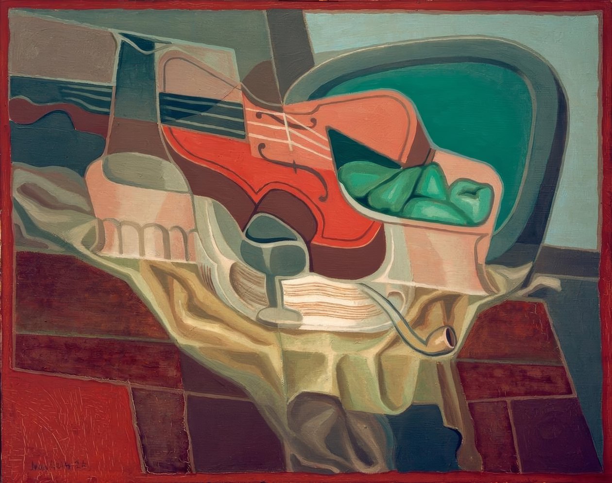 Stilleben (bord med fåtölj) av Juan Gris