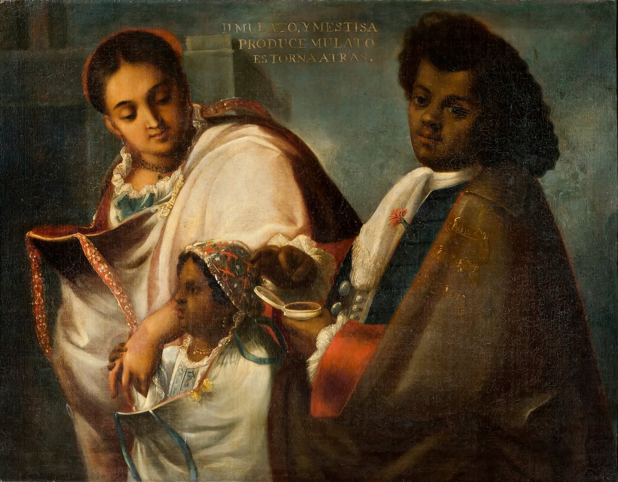 Mulatto och Mestiza producerar en Mulatto Return-Backwards, c.1715 av Juan Rodríguez Juárez