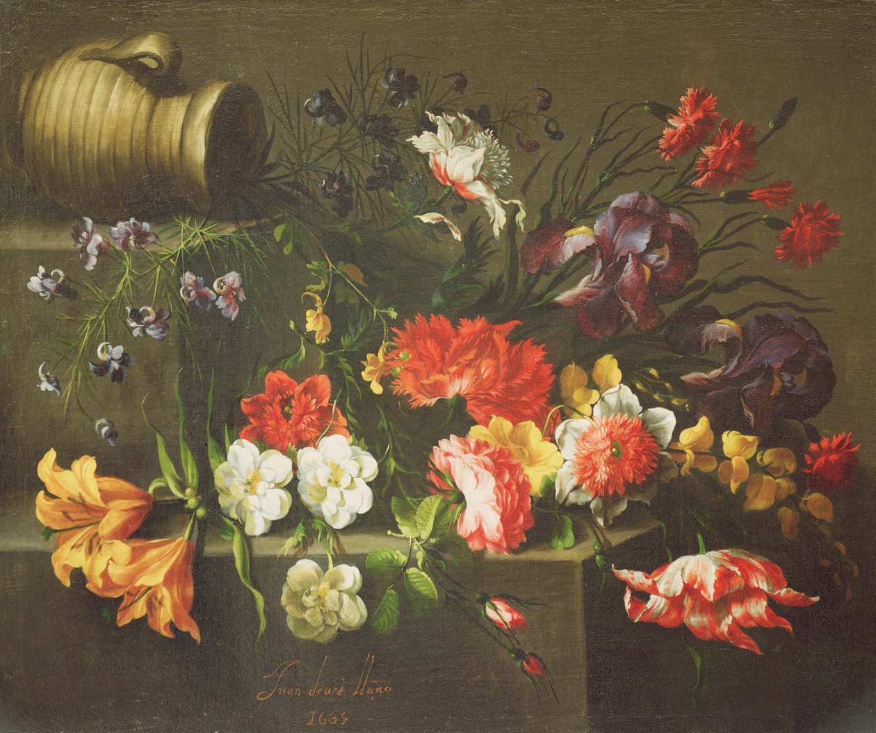 Blommor på en avsats, 1665 av Juan de Arellano