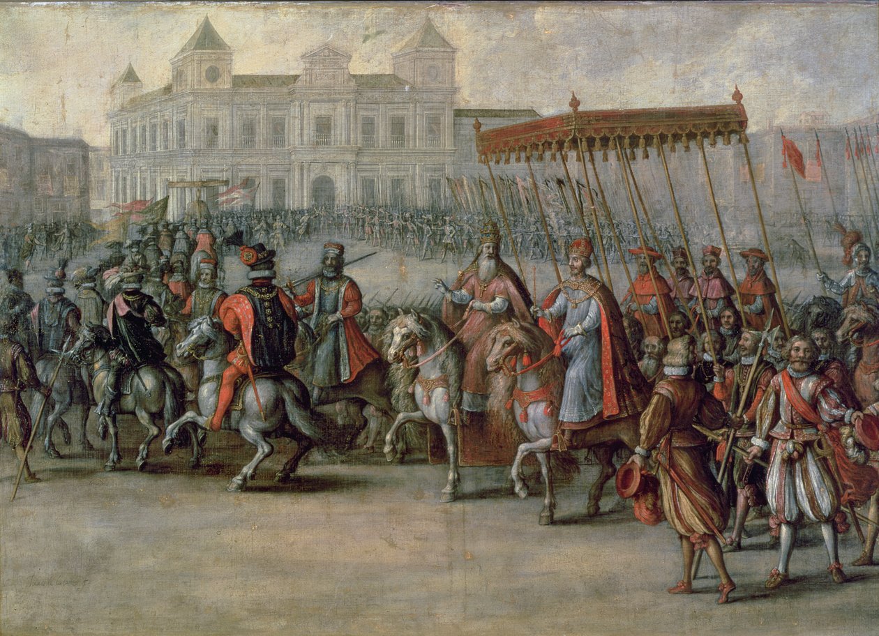 Karl V:s (1500-58) inträde i Bologna för hans kröning av Juan de la Corte