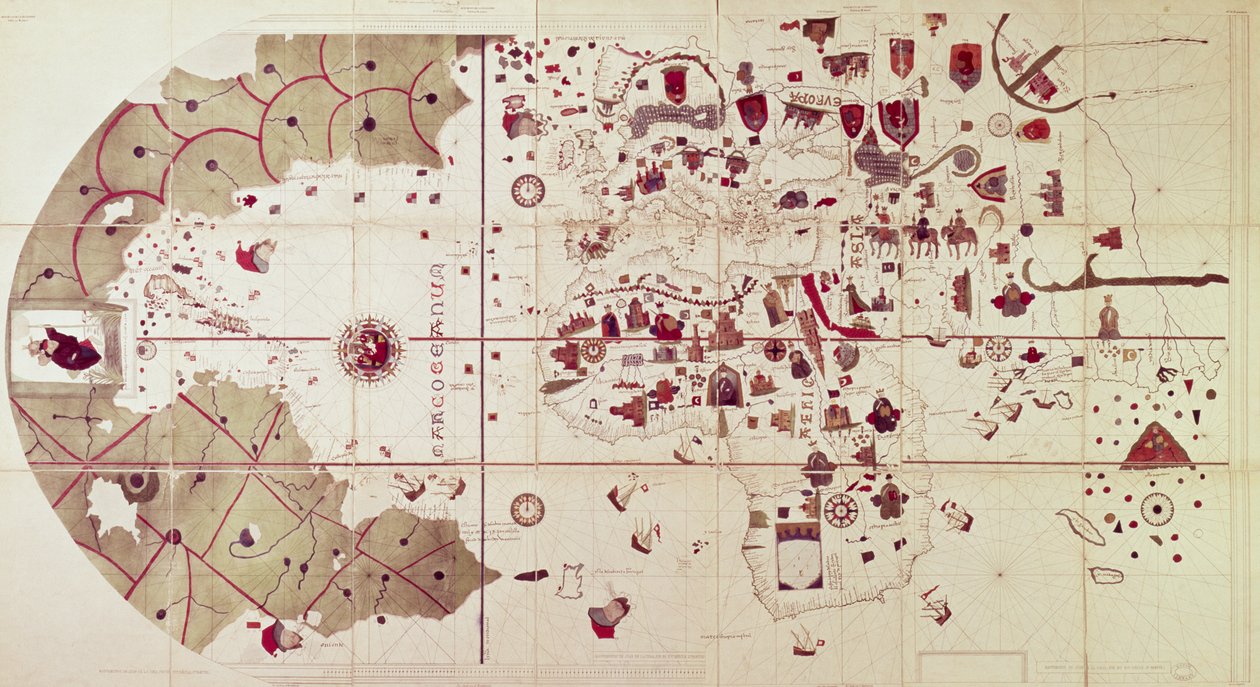 Karta över de gamla och nya världarna, ca 1500 av Juan de la Cosa