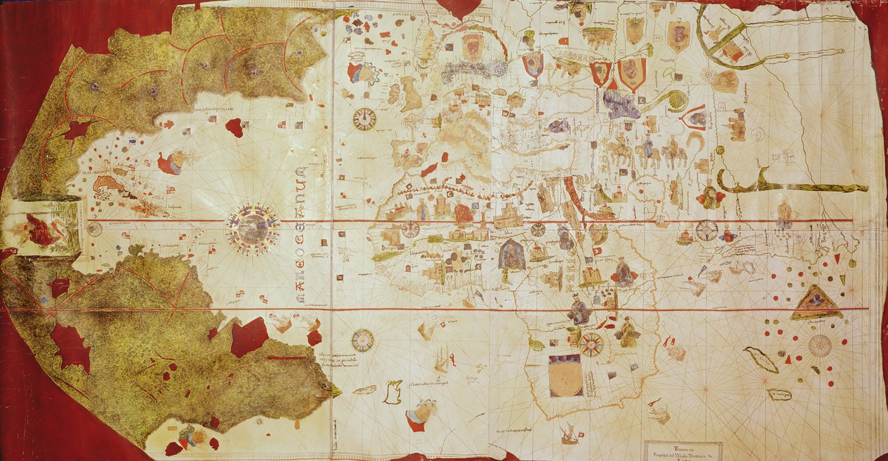 Mappa Mundi, 1502 (gouache och penna och bläck på papper) av Juan de la Cosa