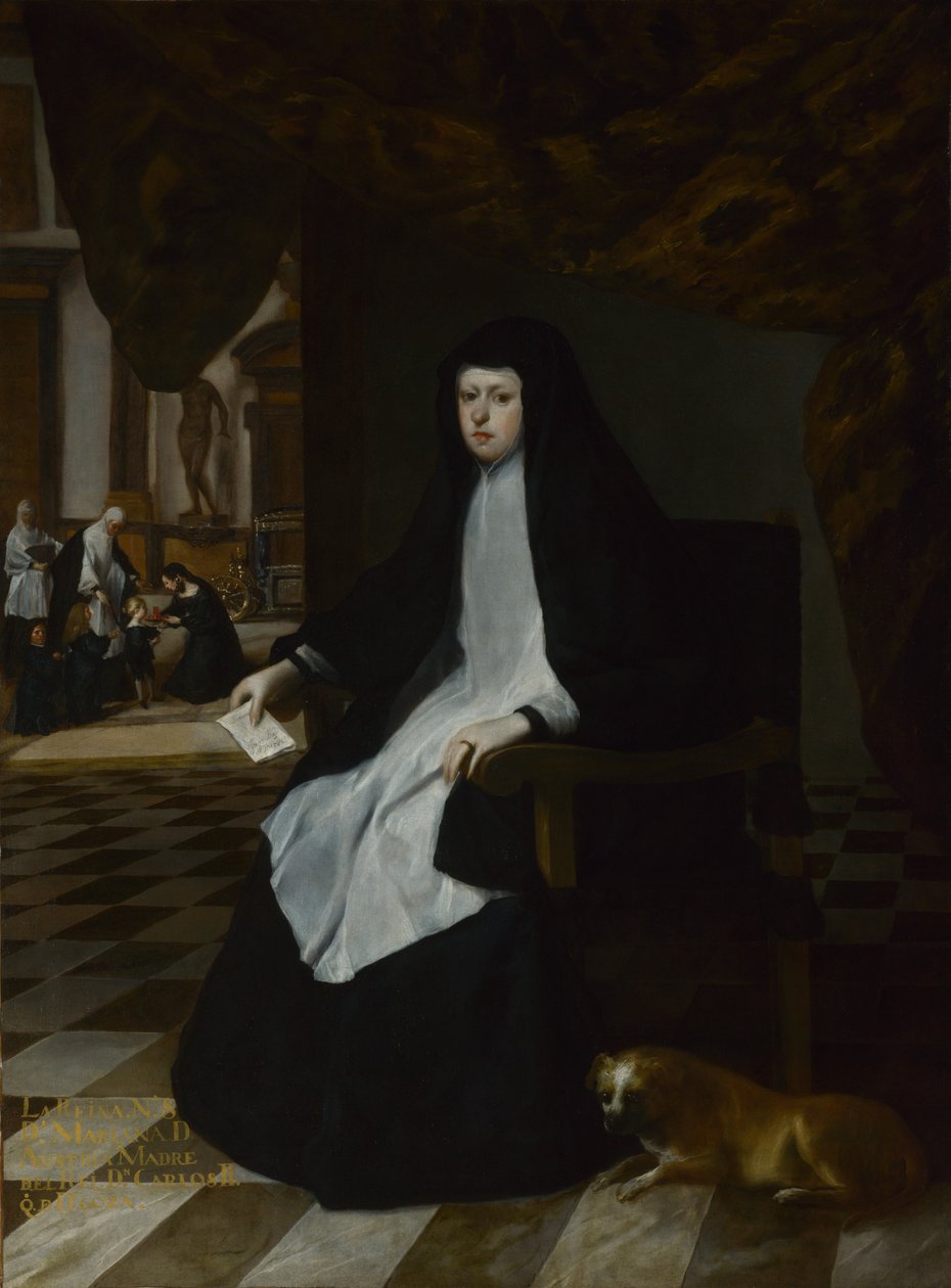 Drottning Mariana av Spanien i sorg, 1666 av Juan Bautista Martinez Del Mazo