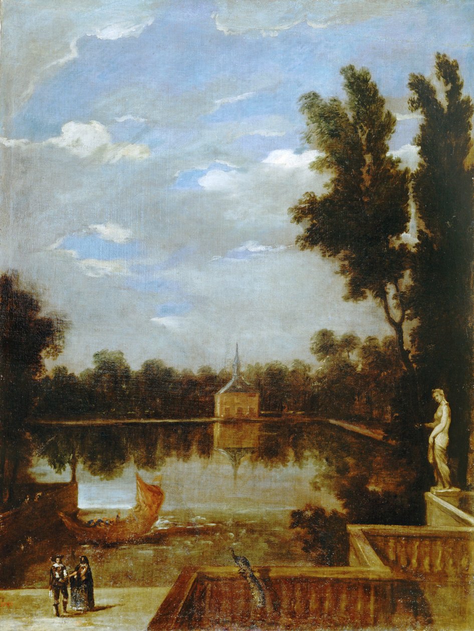 Estanque del Buen Retiro... (målning på duk) av Juan Bautista Martinez Del Mazo