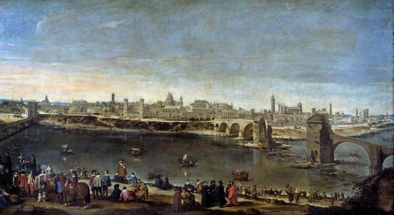 Utsikt över staden Zaragoza (Zaragoza) 1646 Målning av Johannes Döparen i Mazo (1612-1667) 1646 Madrid, Pradomuseet av Juan Bautista Martinez Del Mazo