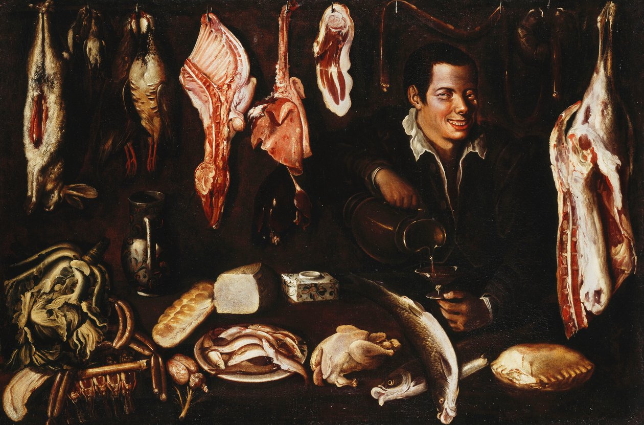 En ungdom som häller vin i ett skafferi, 1606 av Juan Esteban