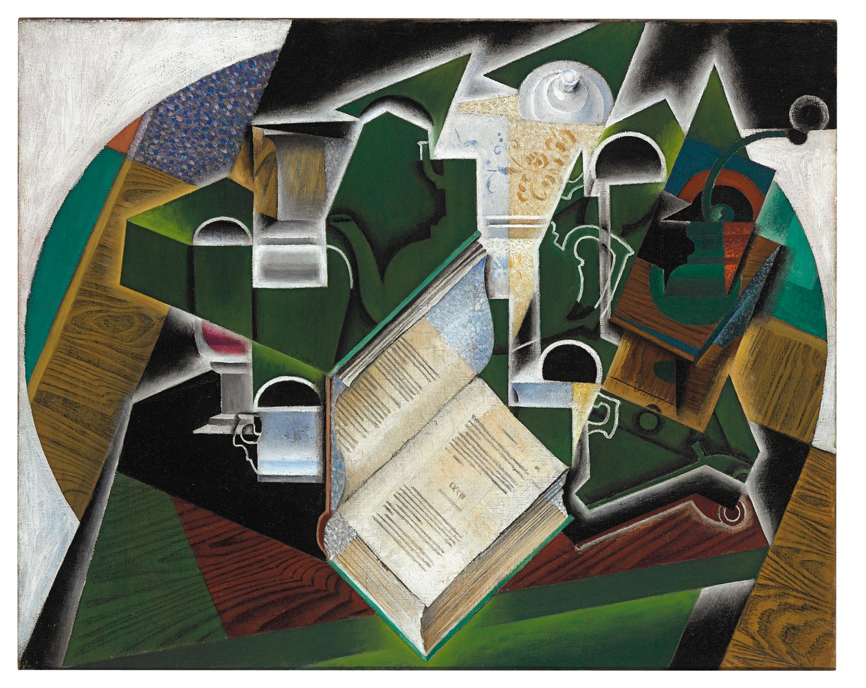 Bok, pipa och glasögon av Juan Gris