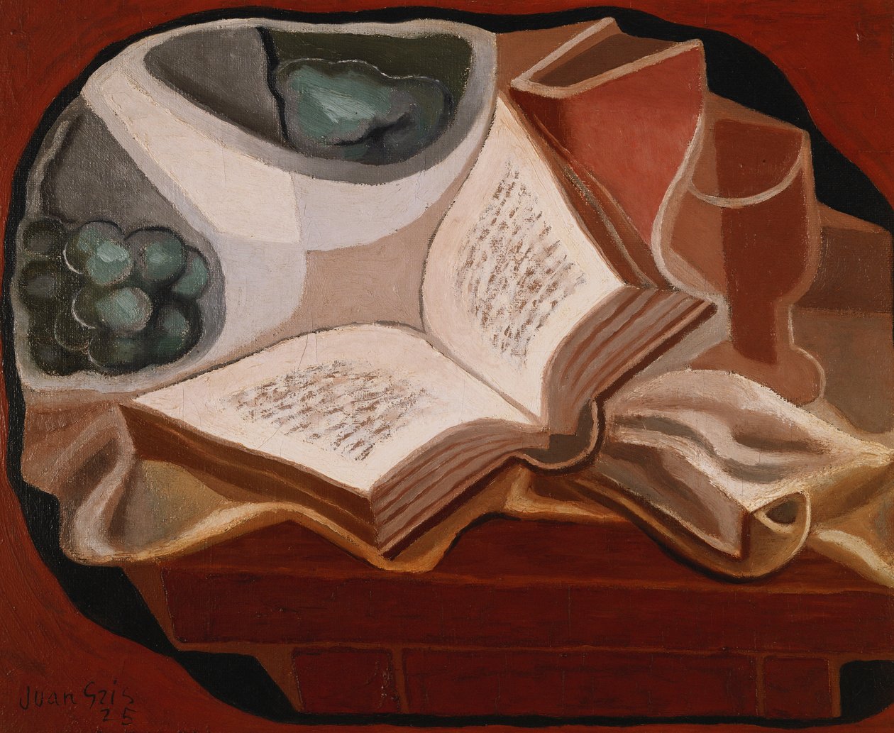 Bok och fruktskål; Bok och fruktskål, 1925 av Juan Gris