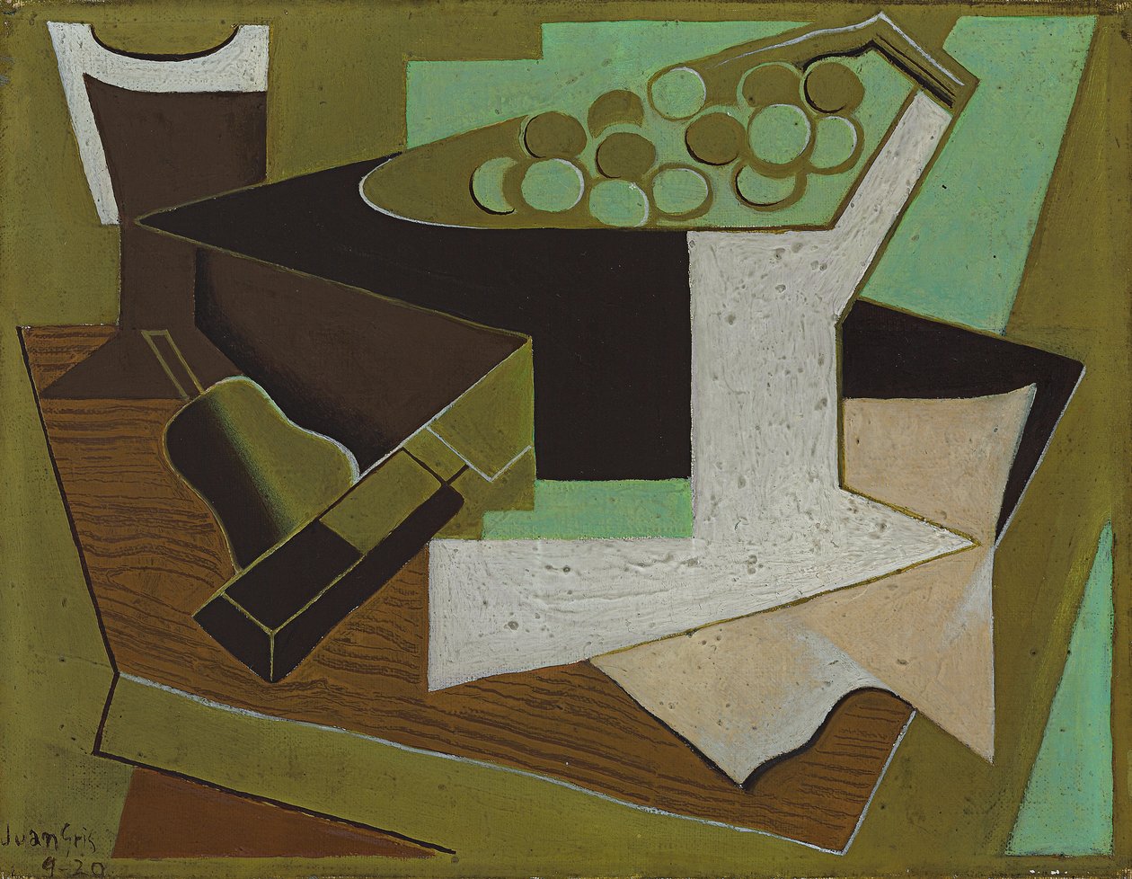 Druvklase och ett päron; Vindruvor och päron, 1920 av Juan Gris