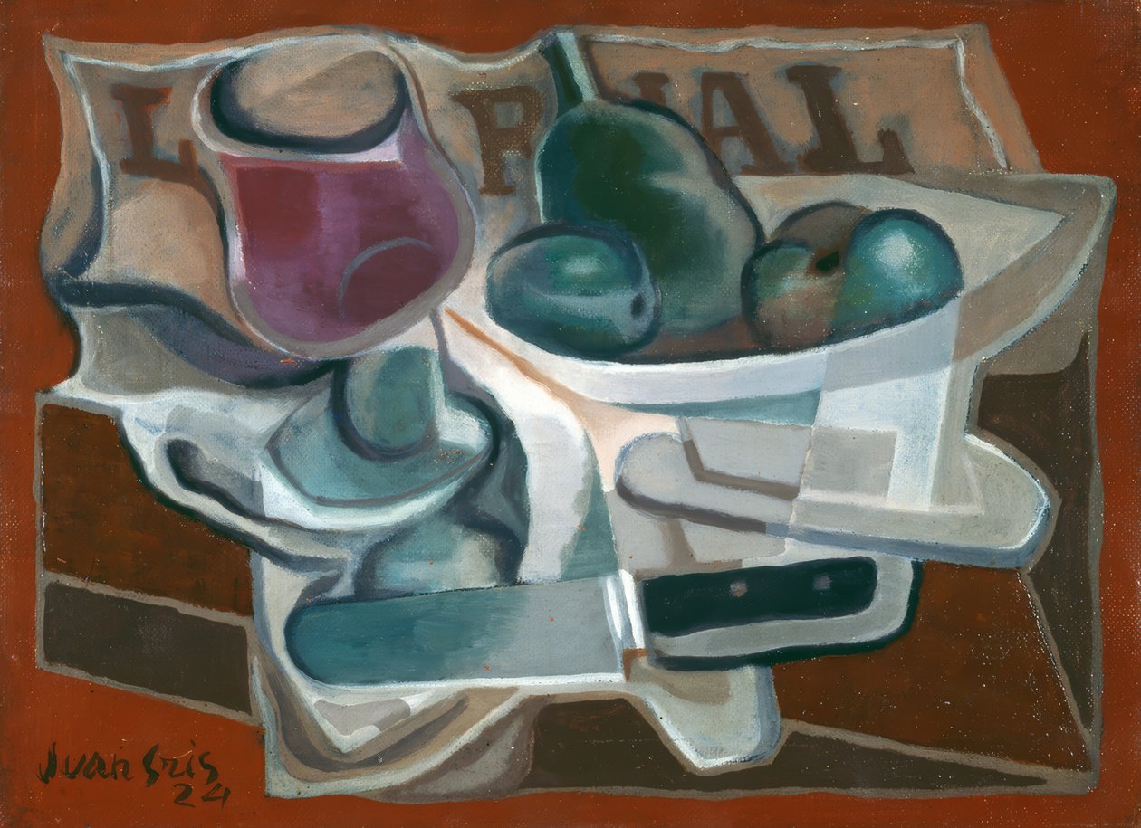 Fruktskål och glas av Juan Gris