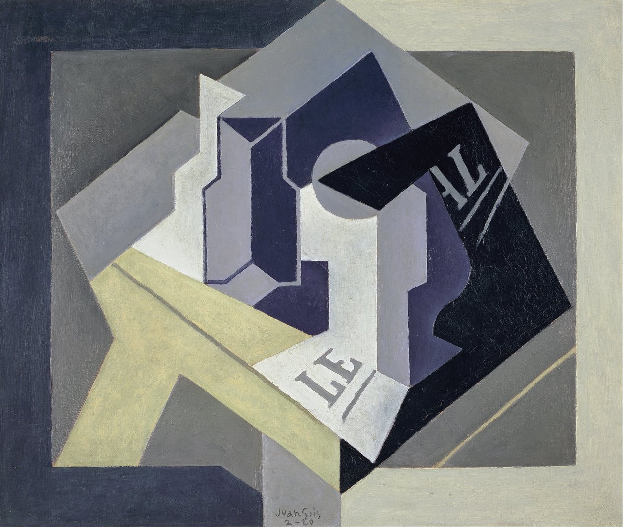 Fruktskål och tidning av Juan Gris