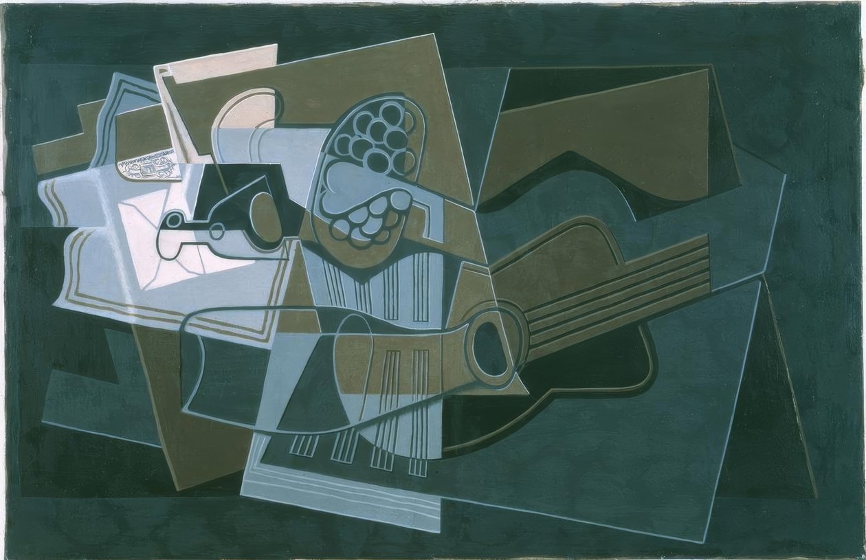 Gitarr och flaska av Juan Gris